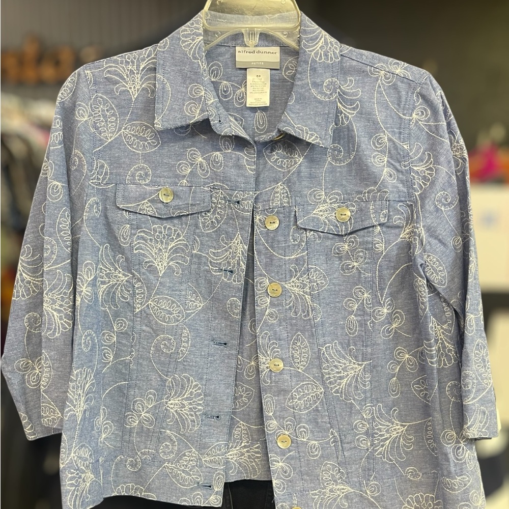 Alfred Dunner Blue Floral Jacket - Picture 2 of 5